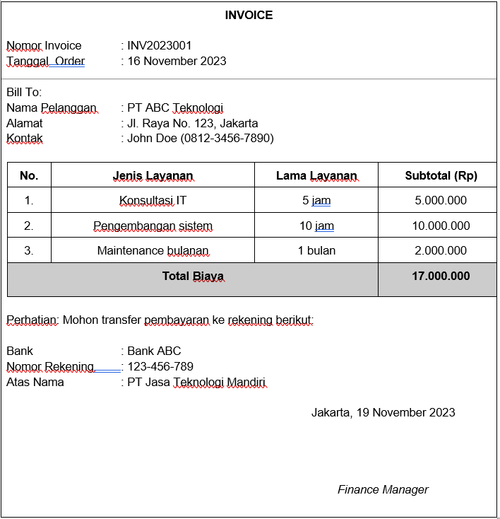 Contoh Invoice