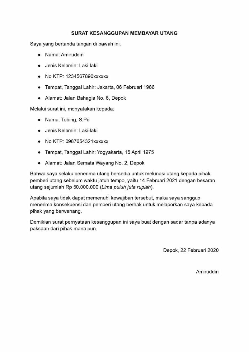 Surat Sanggup Bayar 2